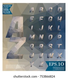 Font lowpoly on abstract background low poly textured triangle shapes in random pattern design