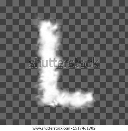 Font made of clouds. Vector letter L made of white smoke.