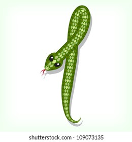 Font made from green snake. Digit 1
