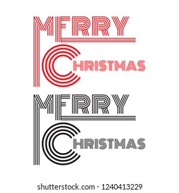 Font Merry Christmas Calligraphic Inscription Decorated with Golden Stars and Beads. on white background