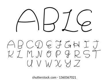 Font . Modern design vector font for title, header, lettering. Corporate Vector abc technology typeface. Letters line art style - Vector