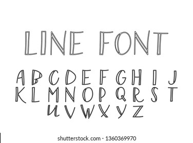 Font . Modern design vector font for title, header, lettering. Corporate Vector abc technology typeface. Letters line art style - Vector