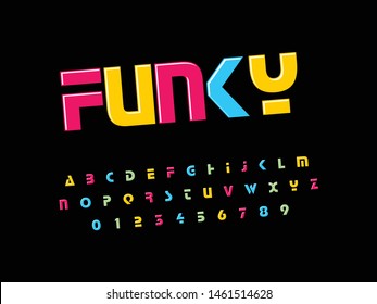 Font. Modern Funky Font And Alphabet