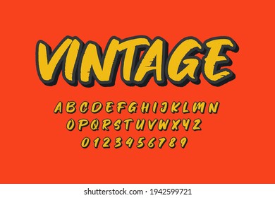 Font. Modern Games Graffiti 3D Alphabet Bold Font, Vector