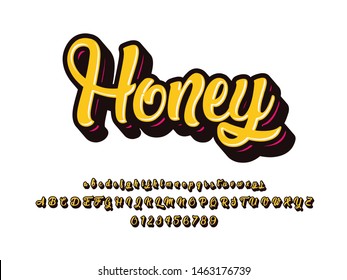 Font. Modern  Honey Typography  Font and Alphabet. Vector