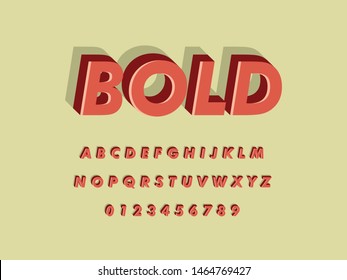 Font. Modern Retro Vintage Bold Font and Alphabet. Vector