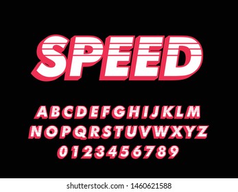 Font. Modern Stylized 3D Font and Alphabet. Vector