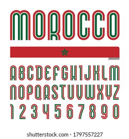 Font Morocco. Trendy bright alphabet, colorful letters on a white background.