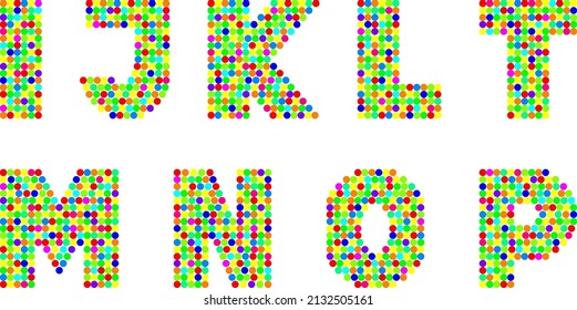 font with multicolored dots - vector illustration