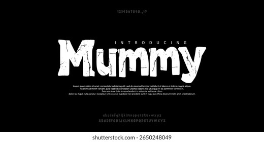 Font Mummy. Mummy bandages font. Halloween vector illustration. Happy Halloween vector lettering. Holiday lettering for banner. Happy Halloween poster, greeting card, party invitation.