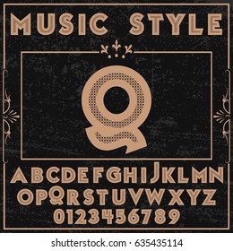 font music style typeface alphabet vector name q