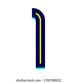 Font name Disco line, Trendy alphabet, modern number one