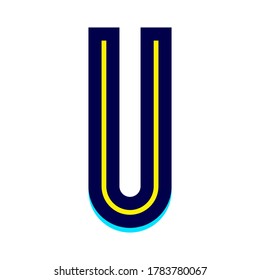 Font name Disco line, Trendy alphabet, modern letter U