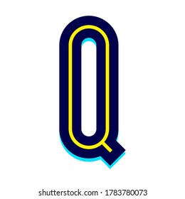 Font name Disco line, Trendy alphabet, modern letter Q