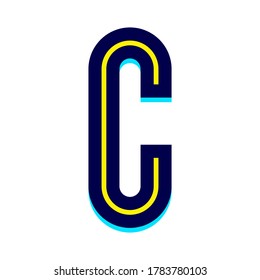 Font name Disco line, Trendy alphabet, modern letter C