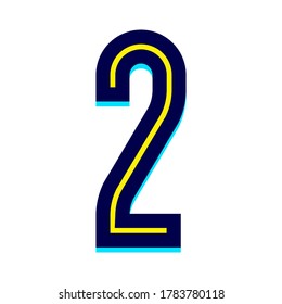 Font name Disco line, Trendy alphabet, modern number two
