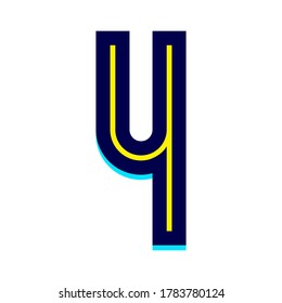 Font name Disco line, Trendy alphabet, modern number four