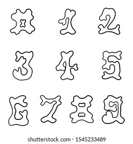 Font number bone zombie art design new modern illustration 