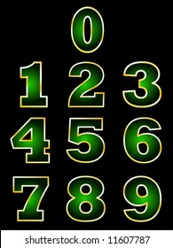 font number gold and green