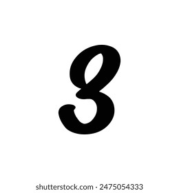 Font number three vector on white background
