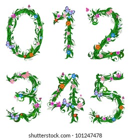 font numbers foliage insect