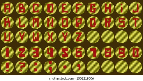 The font and numbers on the basis of straight lines and color game. Unusual shape for brochures, comics, magazines, etc. Vector illustration.