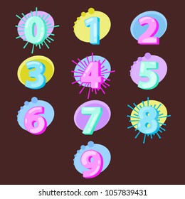 Font numbers set isolated on background. Collection of hand drawn font numbers for web site,app and ui. Creative alphabet art concept, vector illustration eps 10