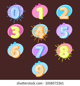 Font numbers set isolated on background. Collection of hand drawn font numbers for web site,app and ui. Creative alphabet art concept, vector illustration eps 10