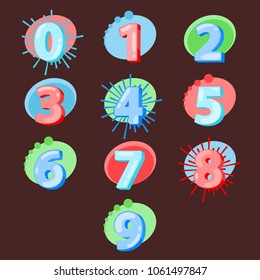 Font numbers set isolated on background. Collection of hand drawn font numbers for web site,app and ui. Creative alphabet art concept, vector illustration eps 10