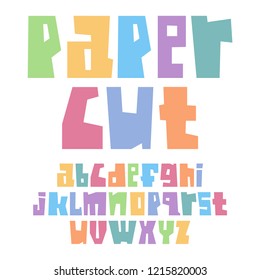 Font paper cut lower case, pastel colors