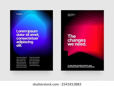 Font and paper product with fluted glass effect used for message. Layout template with fluid gradient background for flyer, poster or banner. 