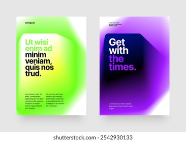 Font and paper product with fluted glass effect used for message. Layout template with fluid gradient background for flyer, poster or banner. 