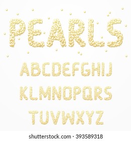 Font Pearl. Stylish letters. 3D realistic