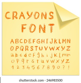 Font Pencil Crayon. Handwritten Vector Illustration.