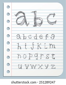  Font pencil crayon. Handwritten Vector illustration.