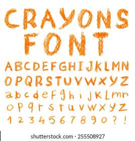 Font Pencil Crayon. Handwritten Vector Illustration.