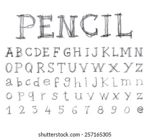 Font Pencil Crayon. Handwritten Vector Illustration.