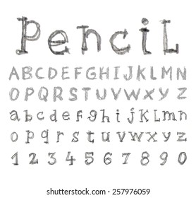 Font Pencil Crayon. Handwritten Vector Illustration.