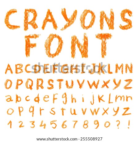 Font pencil crayon. Handwritten Vector illustration.