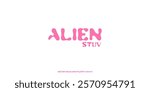 Font Pink Alien Handwriting Hand drawn Art Y2k Simple Aesthetic Uppercase 