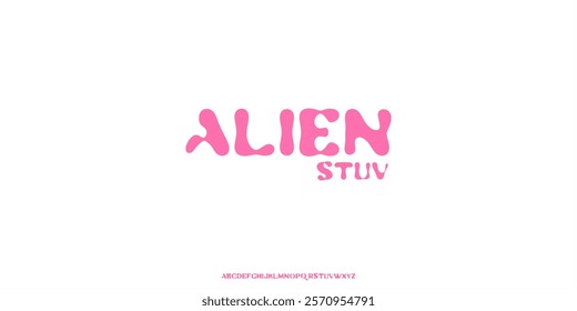 Font Pink Alien Handwriting Hand drawn Art Y2k Simple Aesthetic Uppercase 