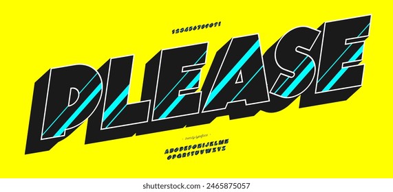 Font please 3d bold colorful style