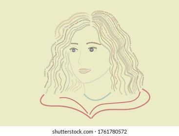 
Font portrait of a beautiful girl, vector illustration