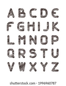 Font. Printed letters. Close-up. Vector graphics.
