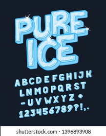 Font Pure Ice.  Craft retro vintage typeface design. Fashion type.  Pop modern display vector letters alphabet.  Drawn in graphic style. Set of Latin characters, numbers.
