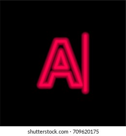 Font red glowing neon ui ux icon. Glowing sign logo vector
