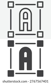 Font resize icon set with letter A and scaling handles. Line, outline and solid icon styles. Editable stroke vector sign, symbol. Font resize icon for typography twice.
