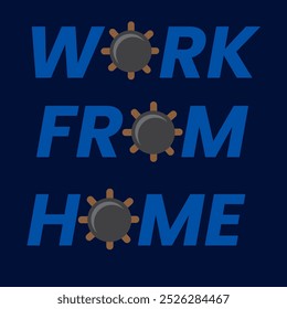 The font says Work from Home with a gear icon, creating a feel of productivity and remote work. This design is suitable for projects related to business, technology, remote working, t-shirts, stickers