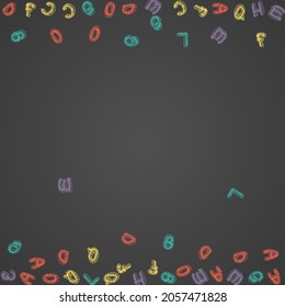Font School Board Vector Black Background. Chalk Sketchy Design. Education Doodle Blackboard Pattern. Educate Template.