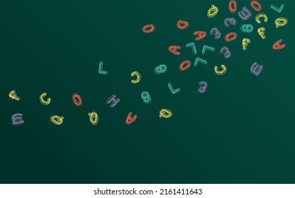 Font School Board Vector Green Background. Letter Stylized Texture. Writing Drawn Chalkboard Cover. Decorative Typography.